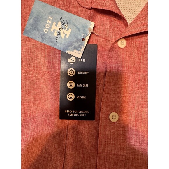 Two NWT IZOD Men's Saltwater Blue/Pink Beach Performance Surfside S/S Shirt M - Picture 15 of 16
